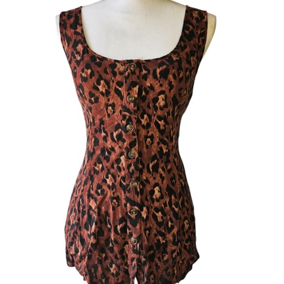 Torrid 00 Leopard Print Button-Up Flowy Tank Top. - Picture 1 of 2